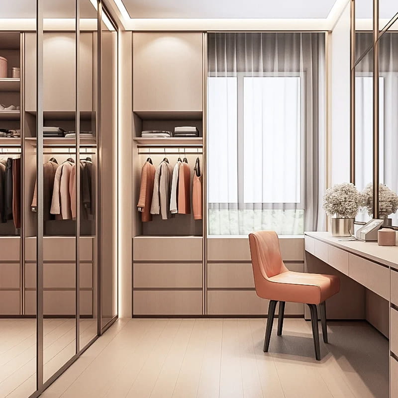 Versailles Minimalistički Walk-in ormar s mat osvjetljenjem na dodir
